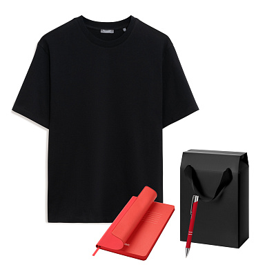 Набор с одеждой RUST (футболка, ежедневник, ручка), красный/черный, XL (Черный, красный)