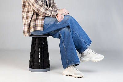 Телескопический стул "Tourist" (Серый с черным) Телескопический стул "Tourist" (Серый с черным)