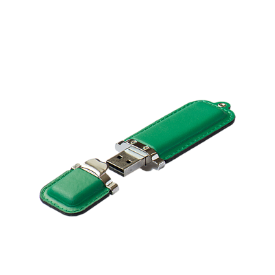 Кожа 15 , 16Гб, переходник мини-универсальный (Зеленый)