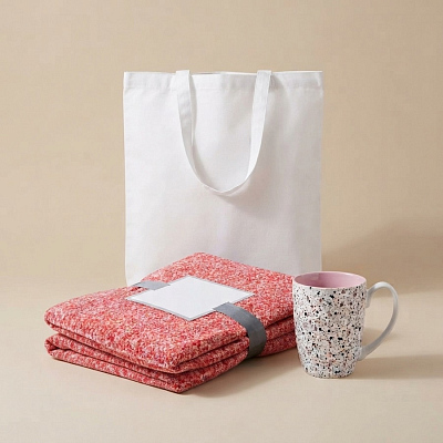 Набор подарочный МЕЛАНЖ: кружка, плед, сумка, бело-красный