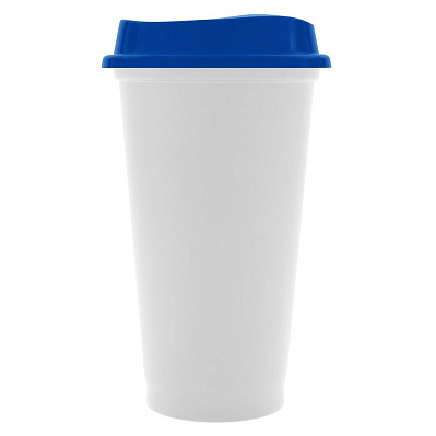 Стакан с крышкой Color Cap White, белый с синим (Синий)
