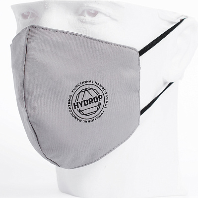 Бесклапанная фильтрующая маска RESPIRATOR 800 HYDROP серая с логотипом в фирменном пакете (Серый)