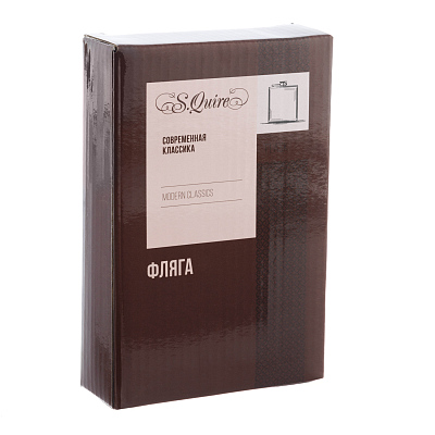 Фляга S.Quire 0,24 л, сталь+искусственная кожа, серая