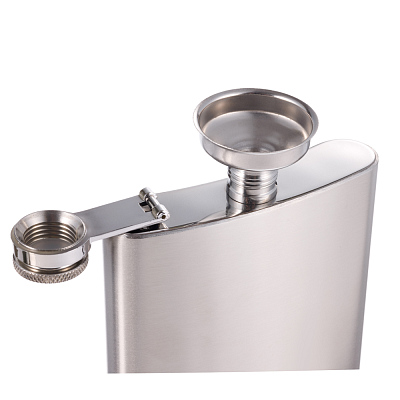 Набор S.Quire фляга серебристая 0,27 л, 4 стопки, воронка из стали, чехол из искусственная кожи