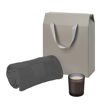 Подарочный набор Enigma. Cella  (свеча, плед) (Серый)