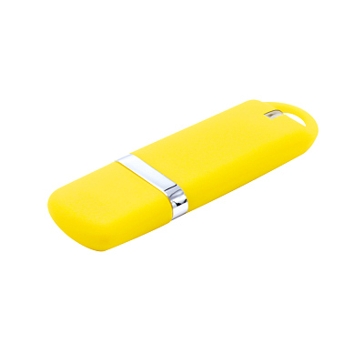 Флешка Shape с покрытием Софт Тач в футляре, желтая