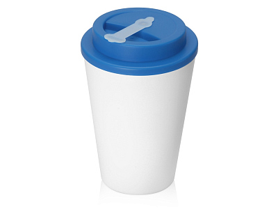 Пластиковый стакан с двойными стенками Take away (Белый/голубой)