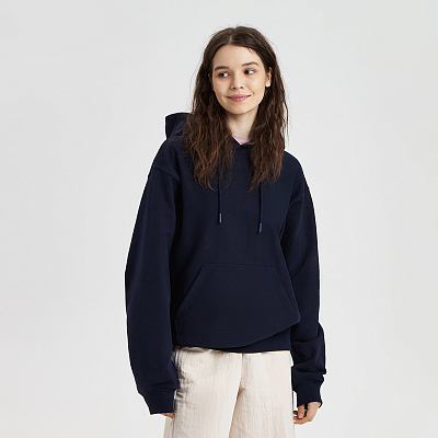 Худи релакс унисекс ADVENTURE, темно-синий, размер XS/S (Синий)