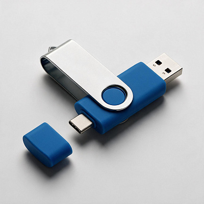 USB3.0/USB Type-C флешка на 32 Гб Квебек C (Синий)