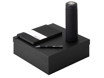 Подарочный набор Color it с блокнотом, металлической ручкой и термосом (Чёрный)