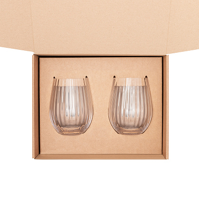 Подарочный набор 2 стакана для воды Blanche (Прозрачный, бежевый)