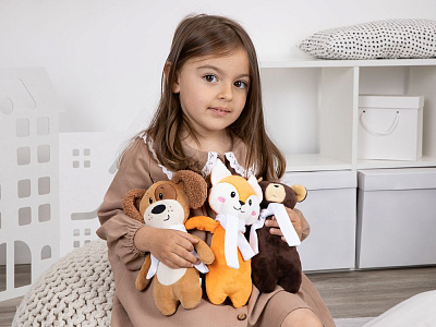 Мягкая игрушка Beastie Toys, мишка с белым шарфом
