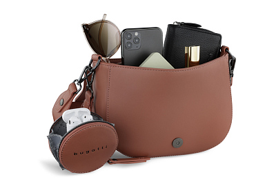 Сумка наплечная женская BUGATTI Almata, с кошельком, абрикосовая, полиуретан, 27х6х18,5 см