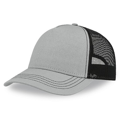 Бейсболка RAPPER CANVAS, 5 клиньев, пластиковая застёжка (Серый, черный)