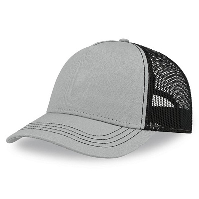 Бейсболка RAPPER CANVAS, 5 клиньев, пластиковая застёжка (Серый, черный)