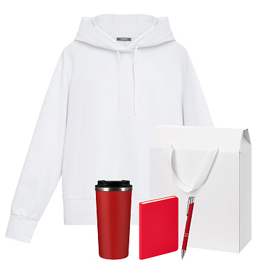 Набор с одеждой ALEX (худи, термокружка, ежедневник, ручка), красный/белый, M (Красный, белый)