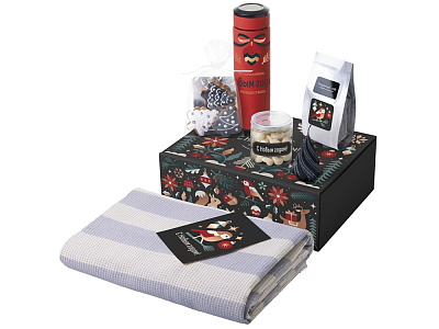 Подарочный набор Re:Warm с пледом, термосом и свечой (Красный)