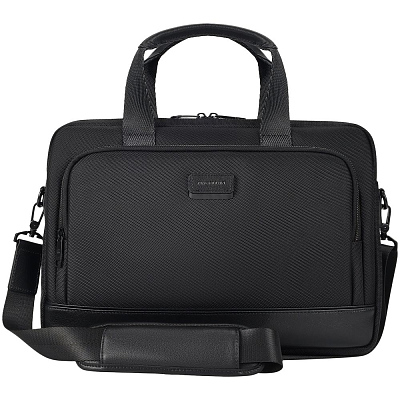 Сумка для ноутбука Santiago с кожаной отделкой, черная (Чёрный)