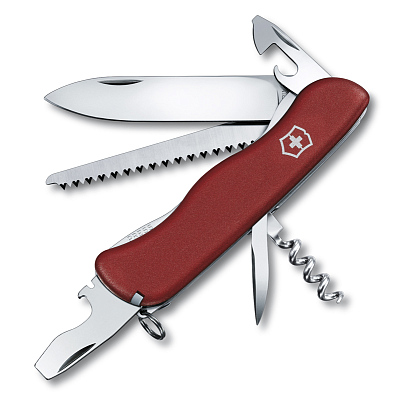 Нож перочинный VICTORINOX Forester, 111 мм, 12 функций, с фиксатором лезвия  (Красный)