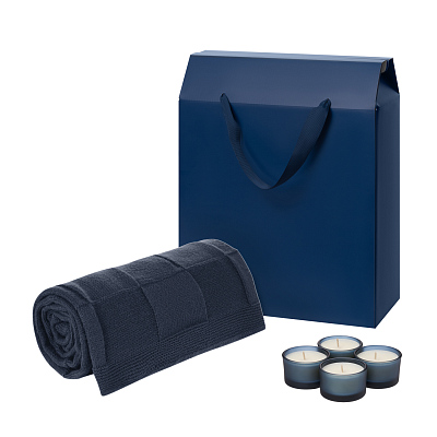 Подарочный набор Sento, Cella Soft  (свечи, плед) (Синий)