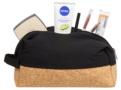 Несессер Corky хлопковый с пробковой вставкой (Чёрный)