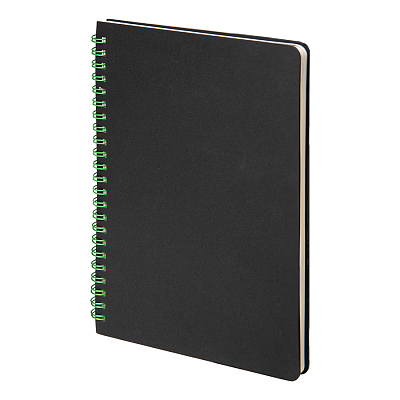 Блокнот на двойной пружине HELIX, 143 х 205 мм, черный с зелёным, блок в линейку (Черный, зеленый)