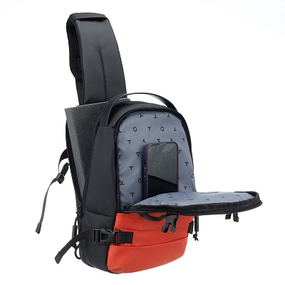 Рюкзак на одно плечо TORBER Xtreme, оранжевый/чёрный, 20 х 8 х 31 см, 5л