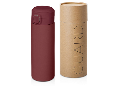 Вакуумная термокружка c кнопкой Guard, soft-touch, 400 мл (Бургунди)