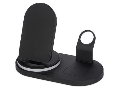 Складная зарядная станция с беспроводной зарядкой Flashport, 15 Вт (Чёрный)