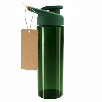Пластиковая бутылка Ronny To Go с биркой, тёмно-зелёная (Темно-зеленый)