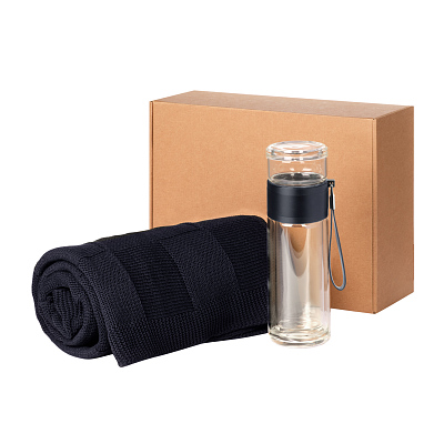 Подарочный набор Terso, Cella  (плед, термобутылка) (Синий)