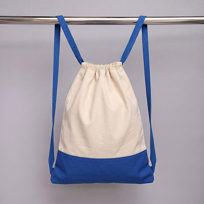 Рюкзак-мешок Cotton из хлопка, 170 г/м2 (Натуральный/синий)