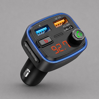 FM-трансмиттер Wave Pro, QC/PD, LED, 48Вт, ENC, Bass boost (Чёрный)