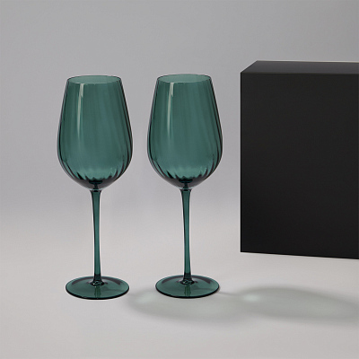 Подарочный набор 2 бокала для вина Capri в черной коробке (Зеленый, черный)