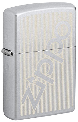 Зажигалка ZIPPO Logo с покрытием Satin Chrome, латунь/сталь, серебристая, матовая, 38x13x57 мм (Серебристый)