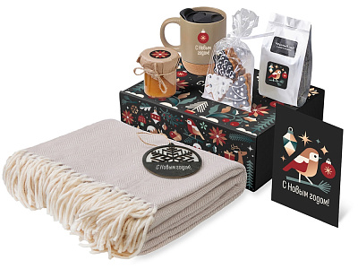 Подарочный набор Re:Nest с пледом, кружкой и вареньем (Бежевый)