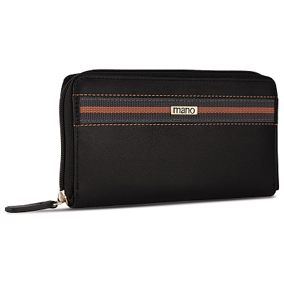 Кошелек Mano "Don Leonardo", с RFID защитой, натуральная кожа в черном цвете, 19 х 2 х 10,5 см