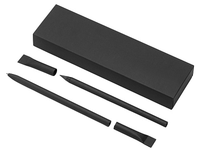 Подарочный набор Recycled Duo c шариковой ручкой и вечным карандашом из переработанной бумаги (Чёрный)