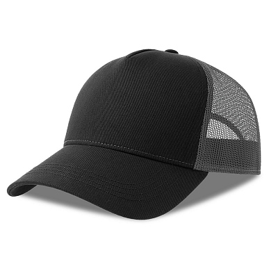 Бейсболка RAPPER COTTON-S, 5 клиньев, пластиковая застёжка (Черный, темно-серый)