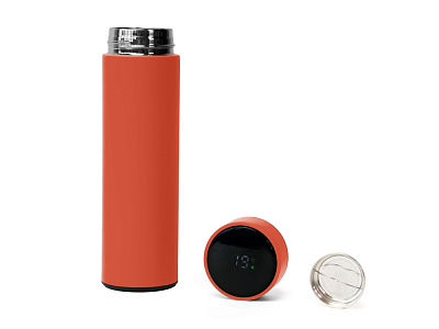 Термос FAMILY MARK LED, индикатор, soft touch (Оранжевый)