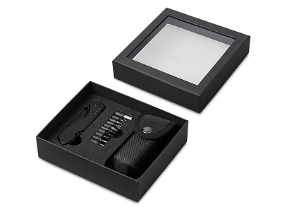 Универсальный мультитул с битами в подарочной упаковке с окном Шэйп (Чёрный)