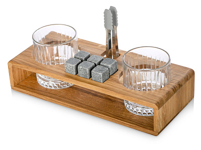 Набор для виски и коктейлей на подставке из дуба Whiskey Party (Натуральный, прозрачный, серый, серебристый) Набор для виски и коктейлей на подставке из дуба Whiskey Party (Натуральный, прозрачный, серый, серебристый)