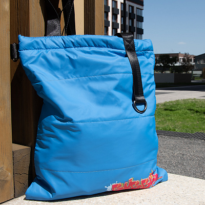Шоппер Superbag Bubble, с магнитной кнопкой (голубой с черным)
