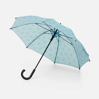 Зонт-трость Undercolor с полной запечаткой на заказ, с бирюзовыми спицами (Бирюзовый)