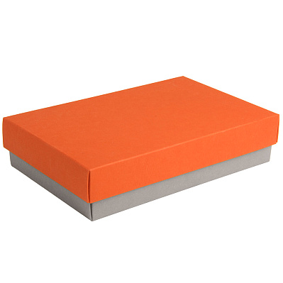 Коробка подарочная CRAFT BOX размер 17,5 x 11,5 x 4 см (Серый, оранжевый)