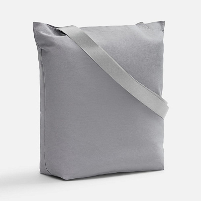 Шопер B5  с широкими зелеными ручками (Серый)