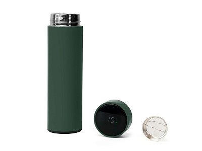 Термос FAMILY MARK LED, индикатор, soft touch (Темно-зеленый)