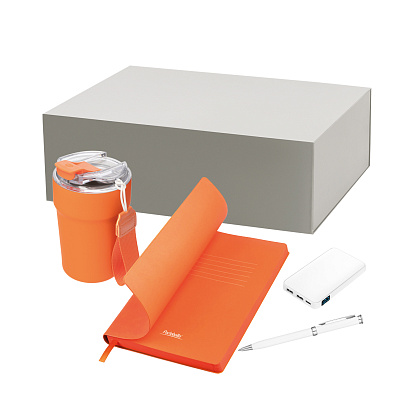 Подарочный набор Monaco  (термокружка, аккумулятор, ежедневник, ручка) (Оранжевый)