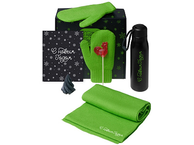Подарочный набор Re:Air с варежками, шарфом и термосом (Зеленое яблоко)