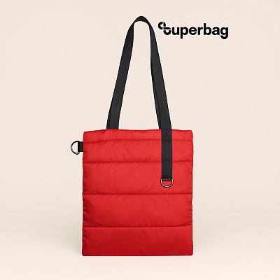 Шоппер Superbag Bubble, стёганый, с магнитной кнопкой (красный с чёрным) (Красный с черным)